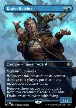 Drake Hatcher FOIL BORDERLESS Foundations Magic MTG NM - Image 1