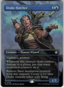 MTG Drake Hatcher Borderless Foil NM Foundations Magic 306 - Image 1