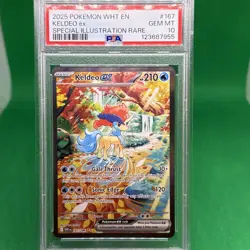 2025 POKEMON WHT EN-WHITE FLARE SPECIAL ILLUSTRATION RARE #167 KELDEO EX PSA 10 - Image 1