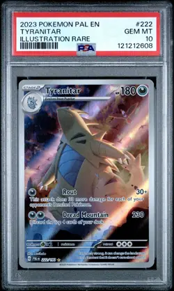 Pokemon TCG Tyranitar Illustration Rare 222/193 Paldea Evolved - PSA 10 Gem Mint - Image 1