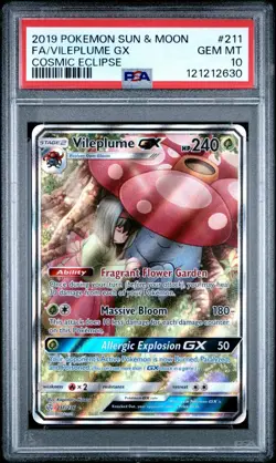 Pokemon TCG Vileplume GX Full Art 211/236 Cosmic Eclipse - PSA 10 Gem Mint - Image 1