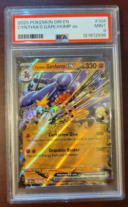 PSA 9 MINT Pokemon Destined Rivals Cynthia's Garchomp ex #104/182 - Image 1