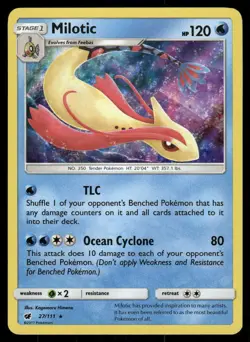 2017 Pokemon Milotic Holo Rare Crimson Invasion 27/111 Holo LP - Image 1