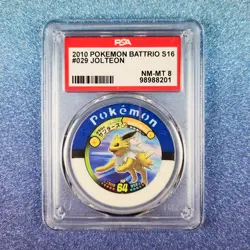 2010 Jolteon 29 Pokemon Battrio Coin Arcade Chip Takara TOMY Japan PSA 8 ⚡ POP 1 - Image 1