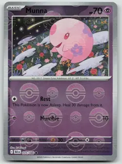 Pokemon Munna (Poke Ball Pattern) 035/086 Black Bolt Common Holo NM - Image 1