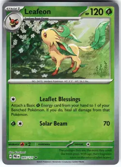 Leafeon (Poke Ball Pattern) 005/131 Pokemon SV Prismatic Evolutions Holo Rare NM - Image 1