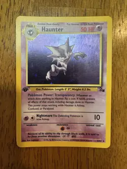 Pokemon TCG Haunter 1st Edition Holo Card Fossil, 6/62 1999 WoTC - Image 1