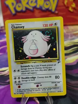Pokemon TCG Chansey Base Set 2 Holo Unlimited Rare Card 3/130 NM! MASSIVE SWIRL! - Image 1