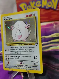 Pokemon TCG Chansey Base Set 2 Holo Unlimited Rare Card 3/130 NM! MASSIVE SWIRL! - Image 2
