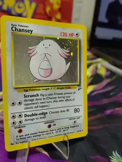 Pokemon TCG Chansey Base Set 2 Holo Unlimited Rare Card 3/130 NM! MASSIVE SWIRL! - Image 3