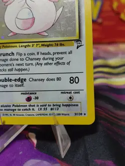 Pokemon TCG Chansey Base Set 2 Holo Unlimited Rare Card 3/130 NM! MASSIVE SWIRL! - Image 5