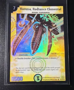 2004 Duel Masters Trading Card Hanusa Radiance Elemental DM01 Holo Foil S1/S10 - Image 1