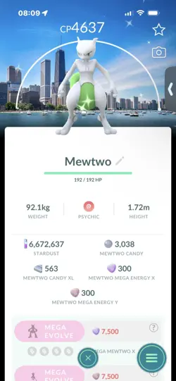 Pokemon Go Shiny Legendary Mewtwo ( Chicago Background) ( MAX CP ) - Image 1