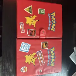 2x Vintage Pikachu Red Pokemon Binder 1999 Loaded With Yugioh And Pokemon WOTC - Image 1
