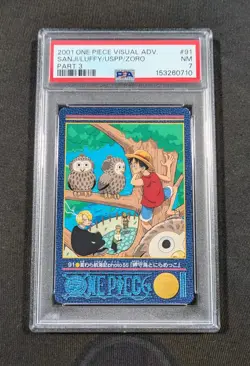 2001 Japanese One Piece Visual Adventure Sanji Luffy Usopp Zoro 91 PSA 7 NM - Image 1