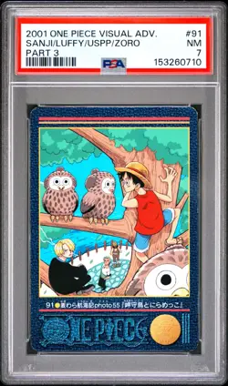 2001 Japanese One Piece Visual Adventure Sanji Luffy Usopp Zoro 91 PSA 7 NM - Image 3