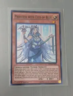 Yugioh Priestess with Eyes of Blue SHVI-EN098 Super Rare 1st Ed Near Mint Cond - Image 1