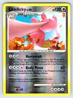 Lickilicky 33/127 2009 Platinum Set Pokemon Card TCG Arita Reverse Holo Rare Lp - Image 1