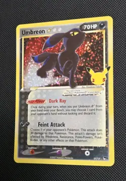 Umbreon Gold Star Celebrations 25th Anniversary Holo Pokemon Card Mint Condition - Image 3