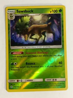 Pokemon Card Cosmic Eclipse Reverse Holographic Sawsbuck 16/236 Near Mint - Image 1