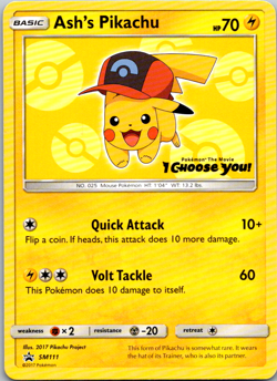 Ash's Pikachu SM111 Black Star Promo Pokemon TCG Card - I Choose You Movie Promo - Image 1
