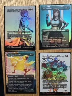 Traveling Chocobo, Lightning, Tifa, MTG FF Card LOT- Surge Foils Extended Art - Image 2