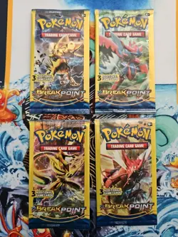 Pokemon XY BREAKpoint 3 Card Mini Booster Packs Complete Art Set Lot of 4 - Image 1