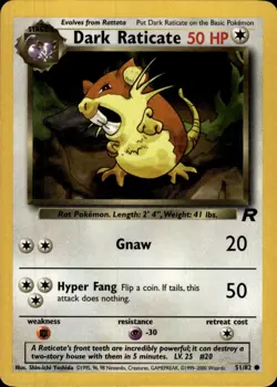 Pokemon Team Rocket #51/82 Dark Raticate Common Moderately played - Image 1