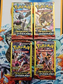 Pokemon XY BREAKthrough 3 Card Mini Booster Packs Complete Art Set Lot of 4 - Image 1