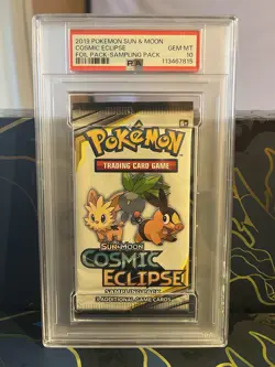 2019 POKEMON SUN & MOON COSMIC ECLIPSE FOIL PACK-SAMPLING PACK PSA 10 - Image 1