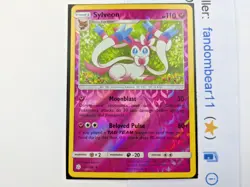 SYLVEON - REVERSE HOLO RARE card 155/236 Sun & Moon Cosmic Eclipse 2019 Pokemon - Image 3