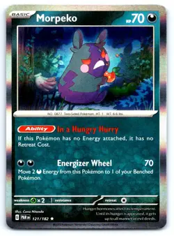 Pokemon Morpeko SV04: Paradox Rift PAR Holo 121/182 NM Rare Cona Nitanda - Image 1