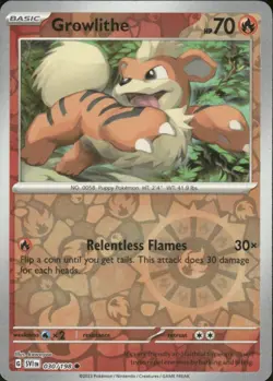 GROWLITHE 030/198 SCARLET & VIOLET COMMON REVERSE HOLO POKEMON - Image 1