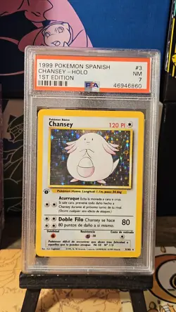 1999 Pokemon SPANISH 1st Edition Base Set Chansey 3/102 PSA 7 - Image 1