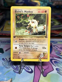 1st Edition Blaine’s Mankey 63/132 - Gym Challenge - Pokemon LP - Image 1