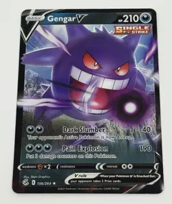 Pokemon Ultra Rare Gengar V Full Art Fusion Strike Single Strike 156/264 Holo - Image 1