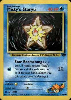 Pokemon Gym Challenge #092/132 Misty's Staryu Common Near Mint or Better - Image 1