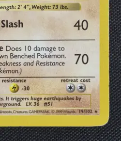 Dugtrio 19/102 Rare Base Set Shadowless Pokemon Unlimited HP - Image 5