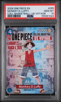 2026 ONE PIECE PROMOS COLLEGE BASKETBALL US VOYAGE MONKEY D. LUFFY PSA 10 - Image 1