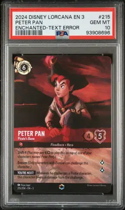 Disney Lorcana Peter Pan Pirate's Bane Enchanted TEXT ERROR #215 PSA 10 GEM MINT - Image 1