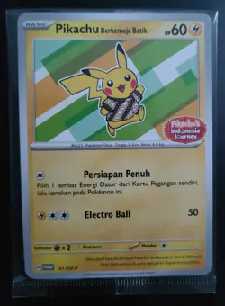 Pokemon Card - Pikachu Berkemeja Batik 154/SV-P Promo Sealed Indonesia Journey - Image 1