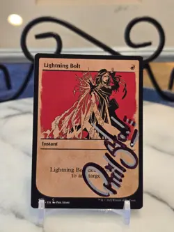 MTG Lightning Bolt (Showcase) Commander Legends Baldur's Gate (ARTIST SIGNED) LP - Image 1