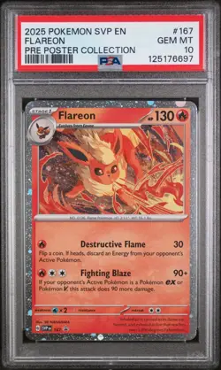 2025 POKEMON SVP EN-SV BLACK STAR PROMO #167 FLAREON PSA 10 - Image 1