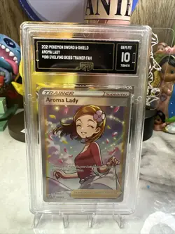 AROMA LADY 2021 Pokemon SWSH 199 Evolving Skies FA GMA 10 GEM MINT - Image 1