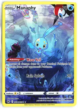 Manaphy GG06/GG70 Holo Crown Zenith Galarian Gallery Pokemon NM - Image 1