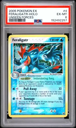 2005 POKEMON EX UNSEEN FORCES #4 FERALIGATR-HOLO PSA 6 - Image 1
