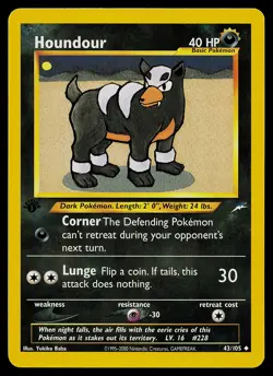 Pokemon Card - Houndour Neo Destiny 43/105 Uncommon 1st Edition - Image 1