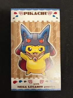 2016 Pokemon Japanese Business Card Mega Lucario Poncho Pikachu NM - Image 1