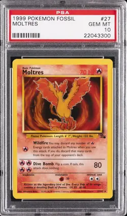 1999 POKEMON FOSSIL #27 MOLTRES PSA 10 - Image 1