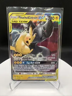 Pokemon Pikachu & Zekrom GX 33/181 SM-Team Up Ultra Rare Holo Tag Team - Image 1